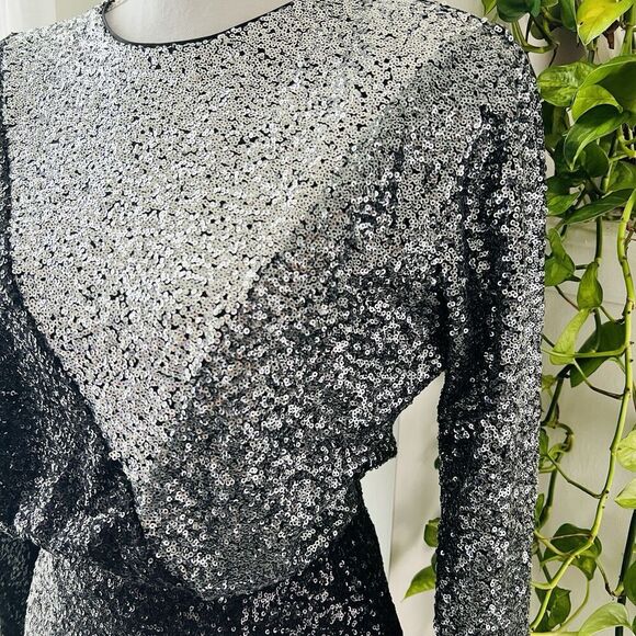 Express Black & Gray Metallic Shimmery Party Dress Bodycon Glamorous Size Small - Picture 6 of 10